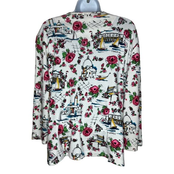 Karen Scott Sport Sz 1X Roses in Venice Print Button-up Cardigan(1358) - Picture 3 of 5